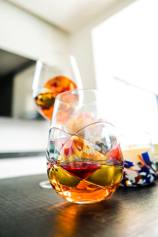 Antoni Barcelona vibrant glassware reflects light for standout barware moments