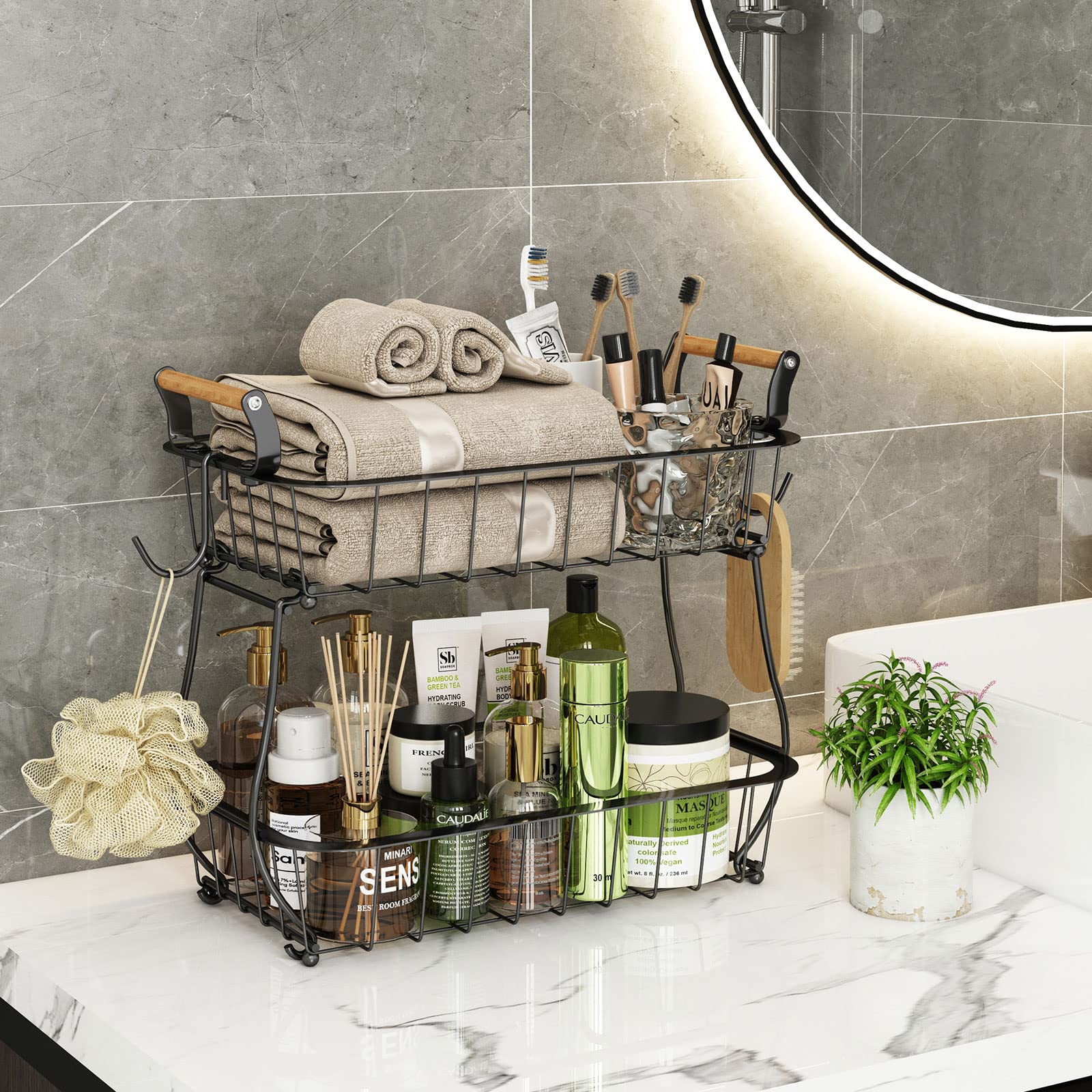 ANTOPY compact countertop storage for bread, snacks, and veggies.