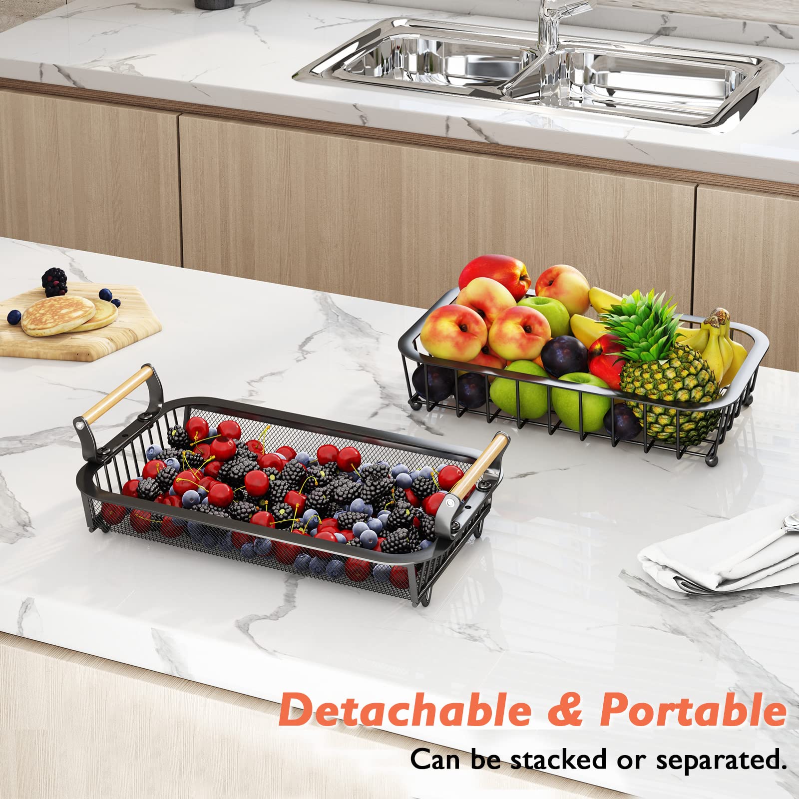 ANTOPY detachable 2-tier banana holder doubles as separate veggie baskets.