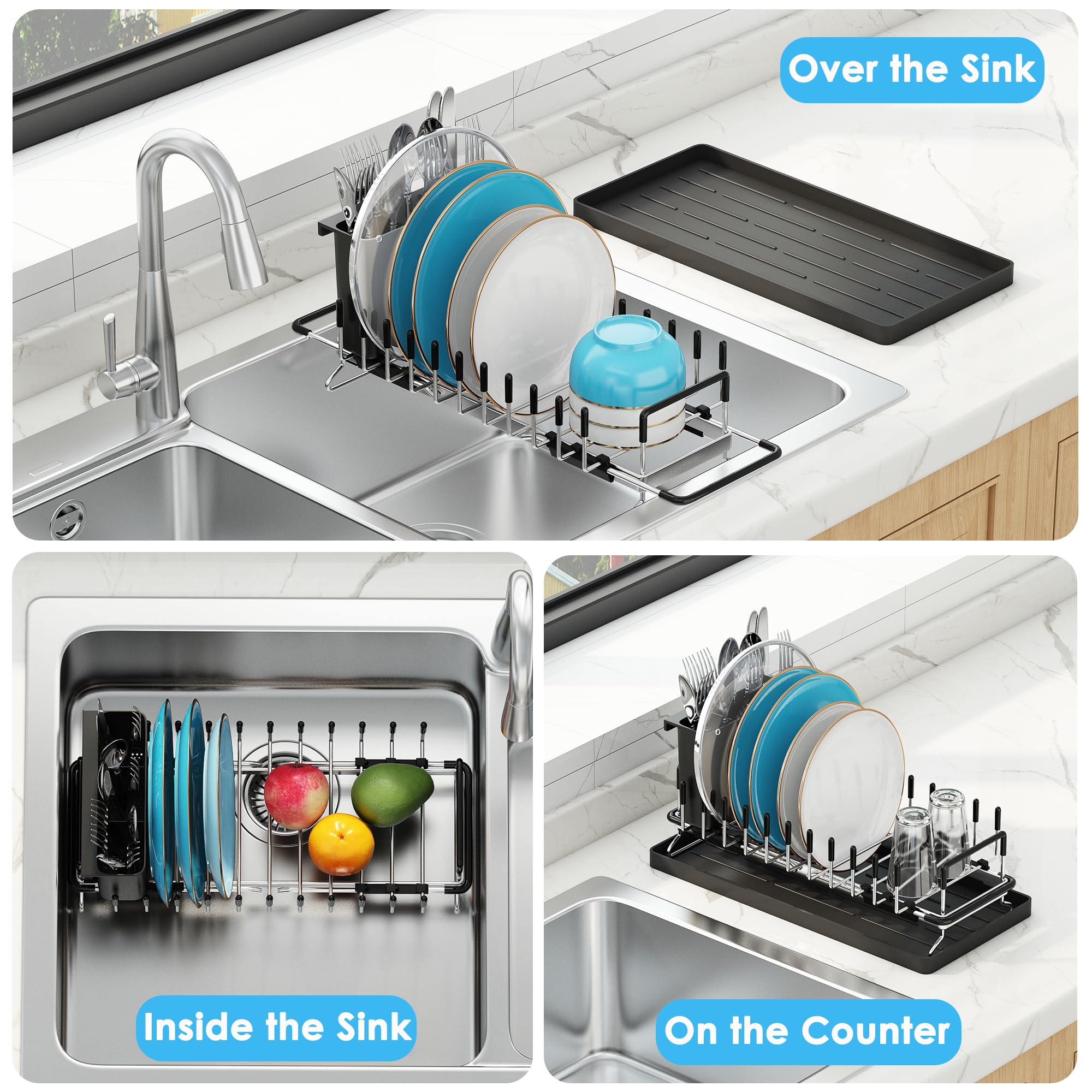 ANTOPY 10-slot rack with removable cutlery caddy for utensils drying