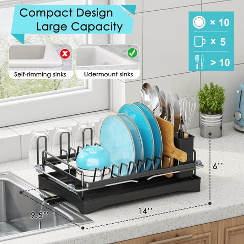 ANTOPY countertop drying rack with drainboard saves kitchen counter space.