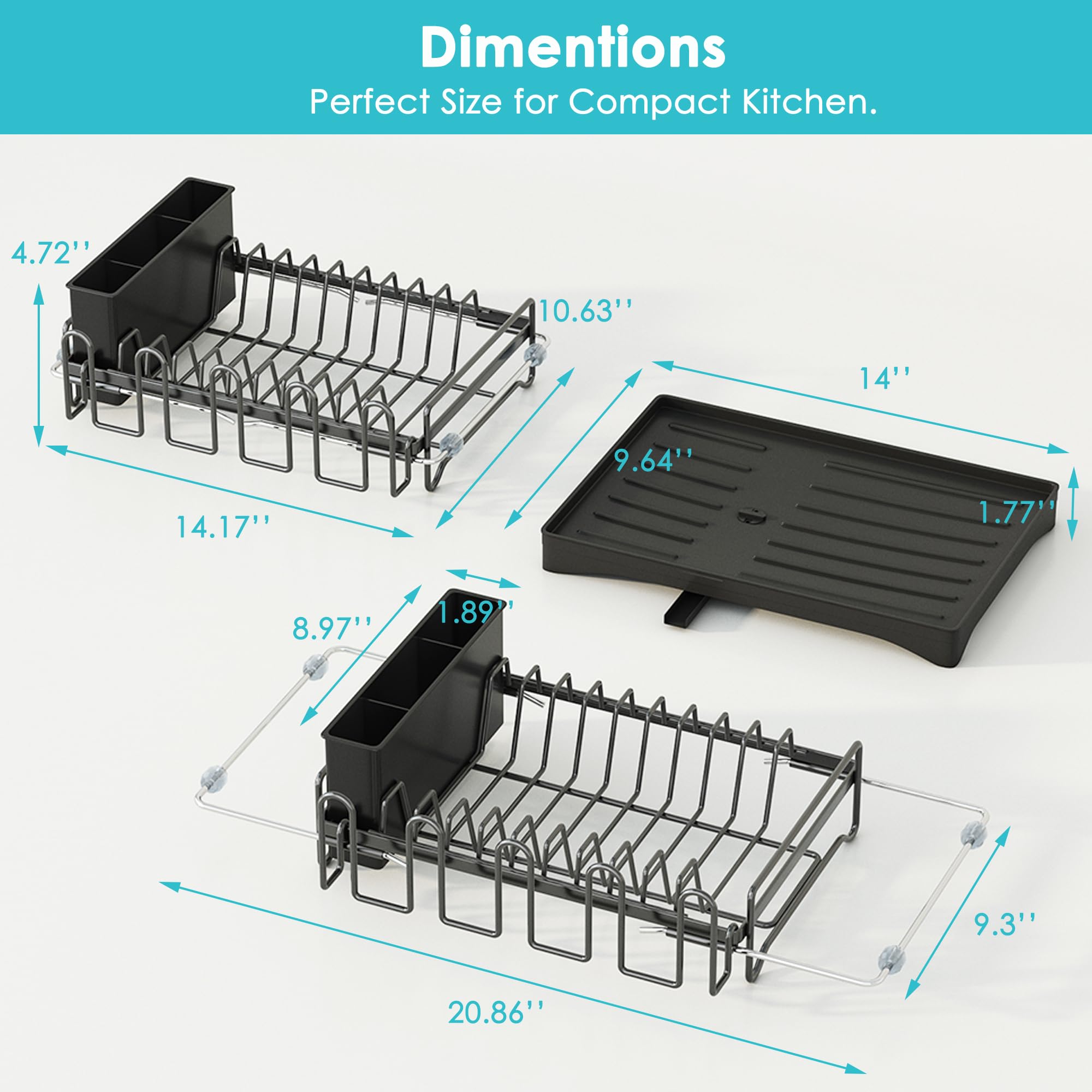 ANTOPY rack features removable cutlery holder and spacious main drying area for dishes.