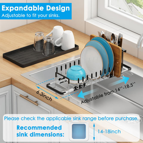 ANTOPY expandable rack expands to fit larger sinks for flexibility