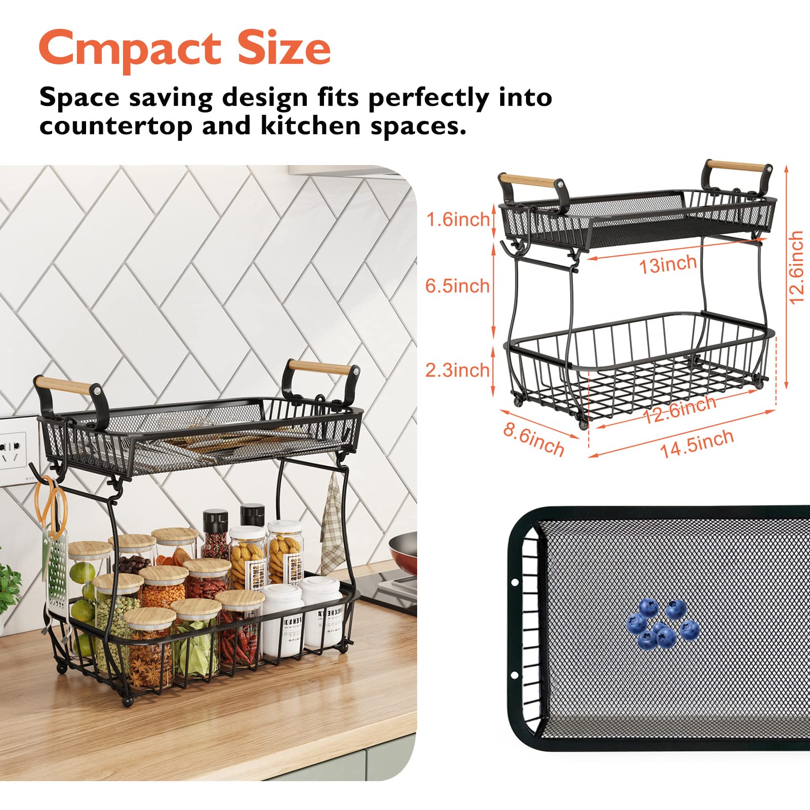 ANTOPY multifunctional storage rack holds bread, snacks, spices, or toiletries.