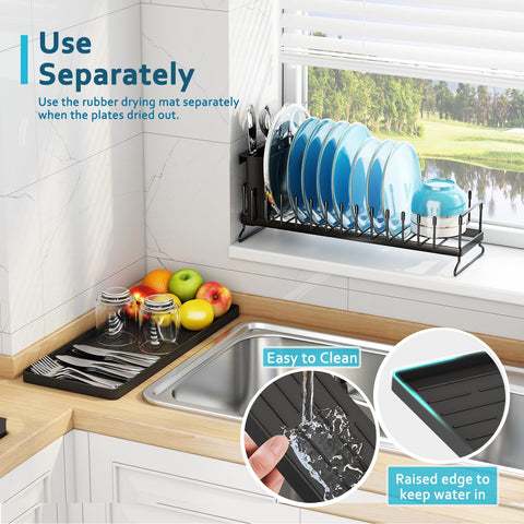 ANTOPY small dish drying rack with detachable cutlery holder keeps utensils dry and accessible.