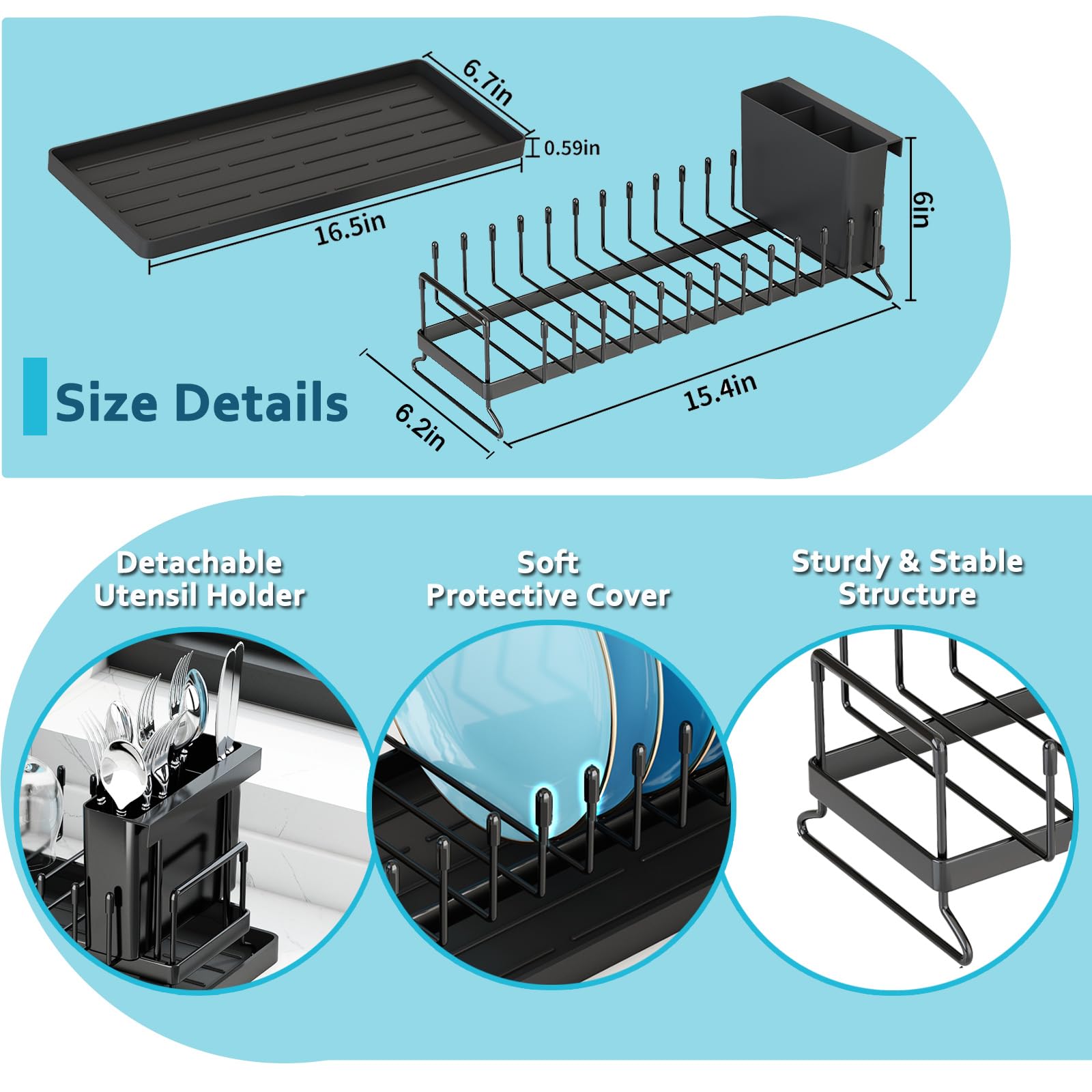 ANTOPY small dish drying rack with easy setup helps maintain a tidy counter.
