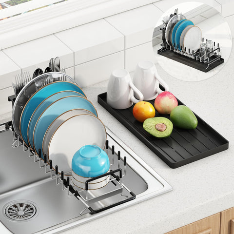 ANTOPY over-sink dish rack demonstrates space-saving organization for compact kitchens