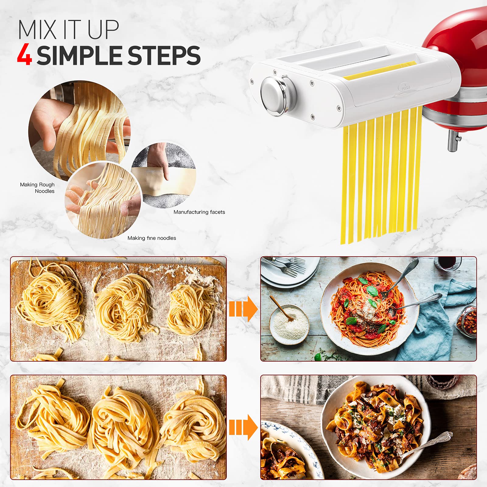 Antree spaghetti cutter attachment for KitchenAid makes even strands.