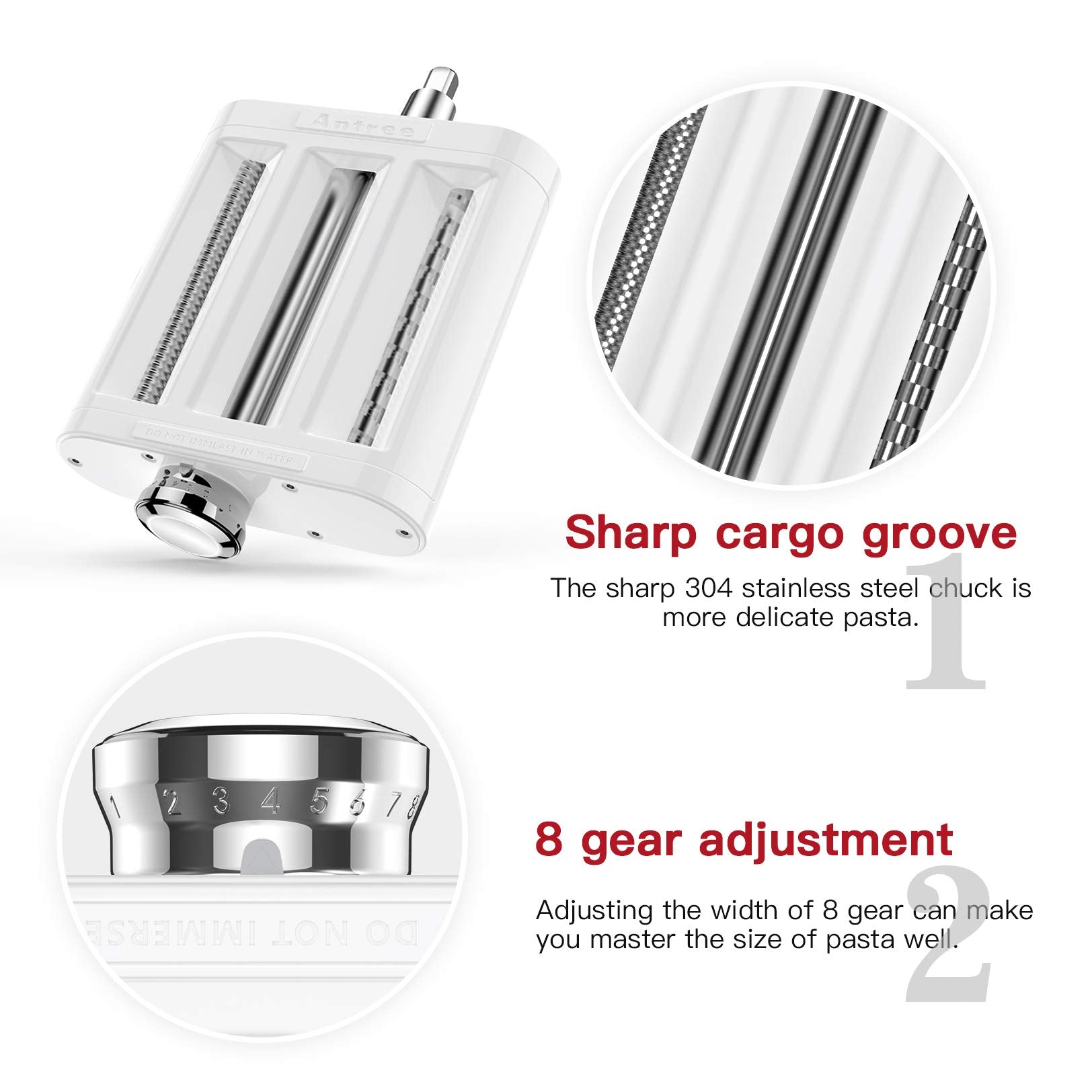 Antree spaghetti cutter attachment for KitchenAid makes precise spaghetti strands.