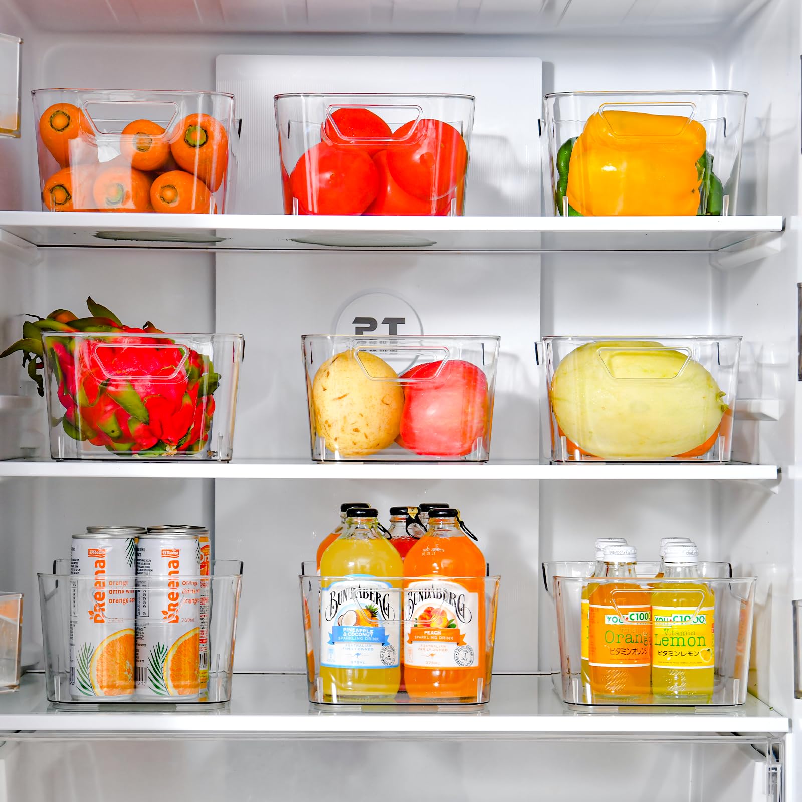AntStep acrylic pantry organizer bin provides stackable, space-saving storage.