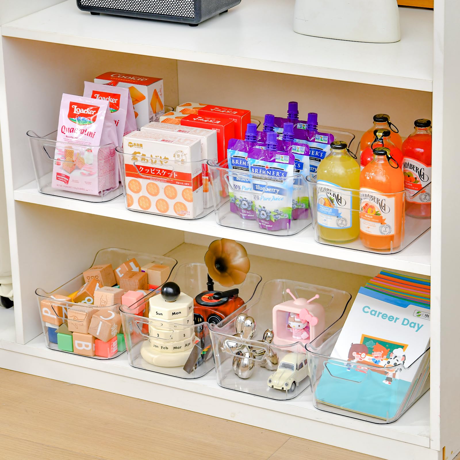 AntStep clear pantry bin with transparent walls for quick item identification.