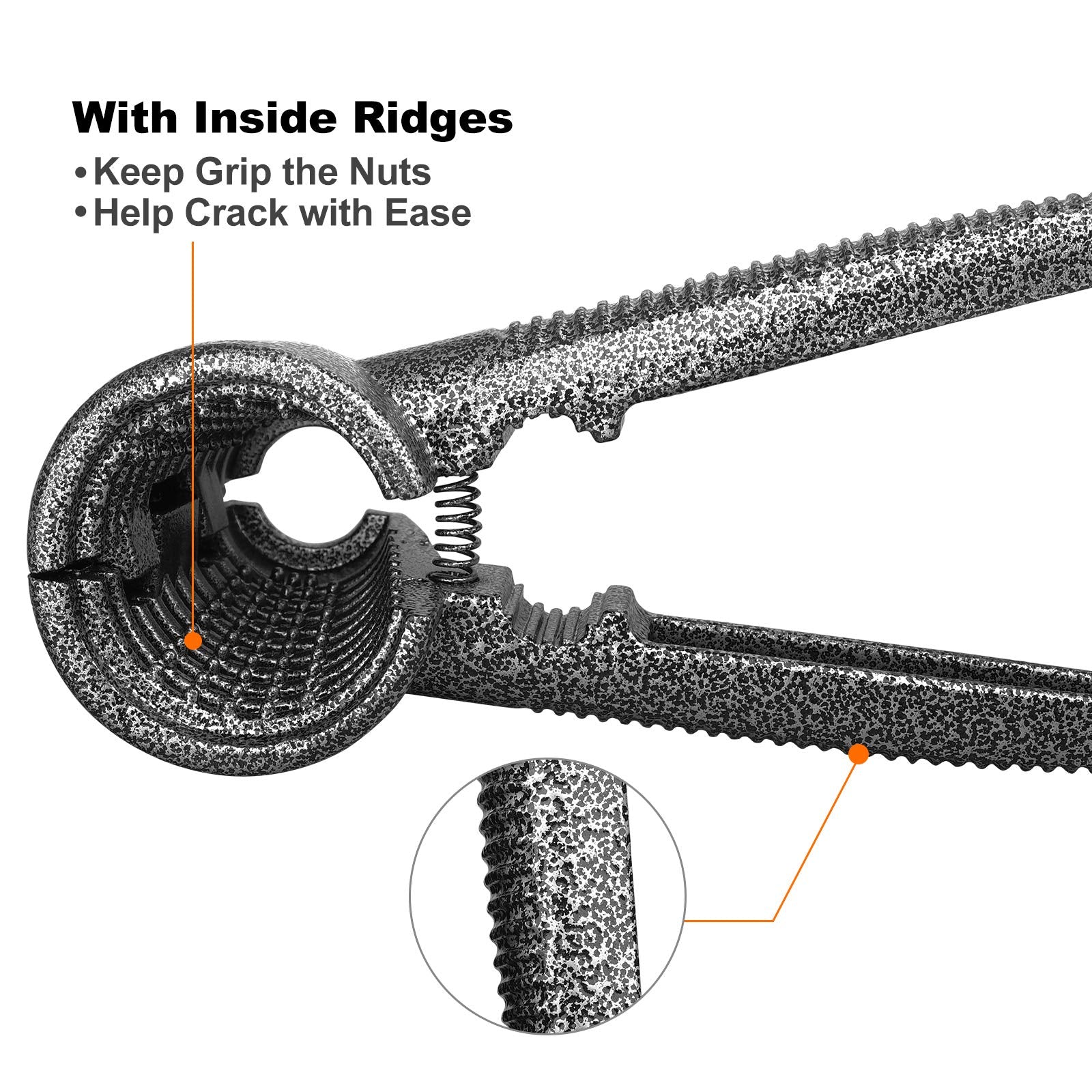 Anwenk Nutcracker ridged cups grip nuts, minimize shell spray.