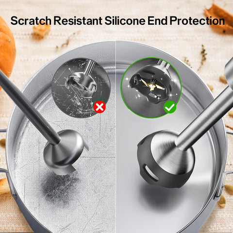 Silicone-coated beaters protect your pan bottoms during mixing