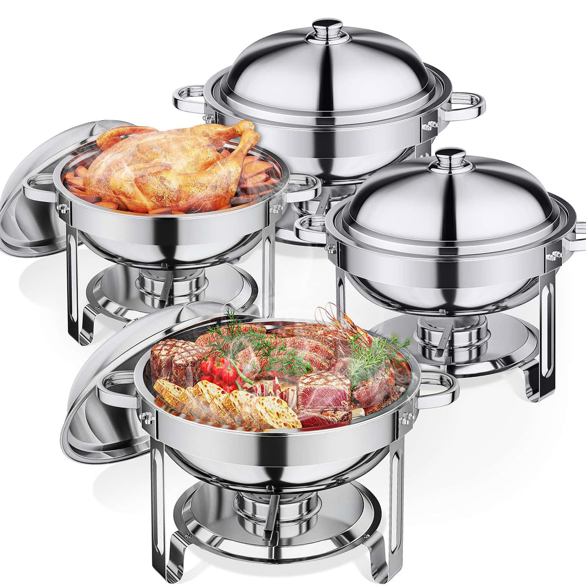 Anycoo 5.5QT chafing dish setup keeps dishes warm for events.