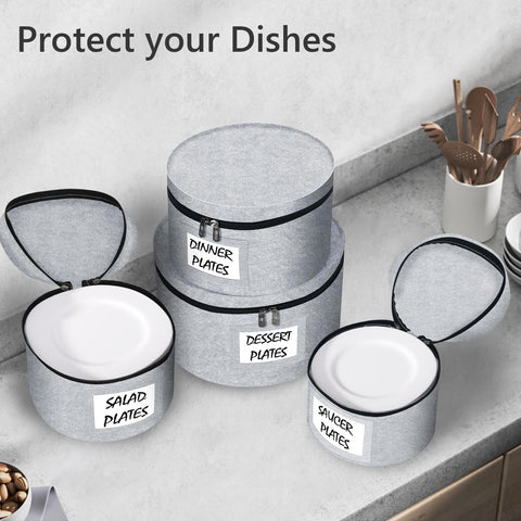 Anycosy dinnerware organizer in multiple sizes fits plates and stemware.