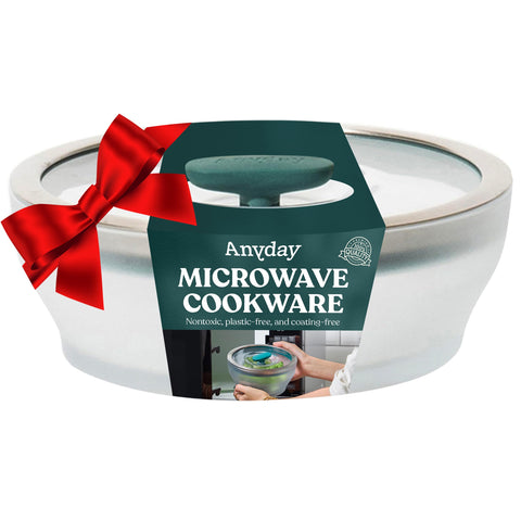 Anyday 4-cup microwave cookware with glass lid steamer for quick, moist reheating.