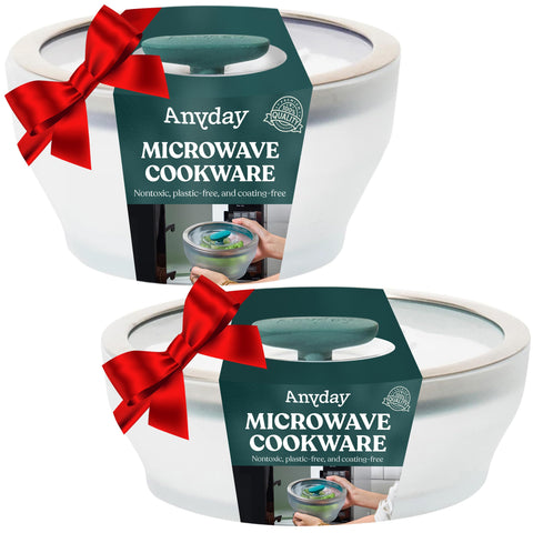 Anyday 4pc microwave cookware with glass lids, stackable for efficient meal prep