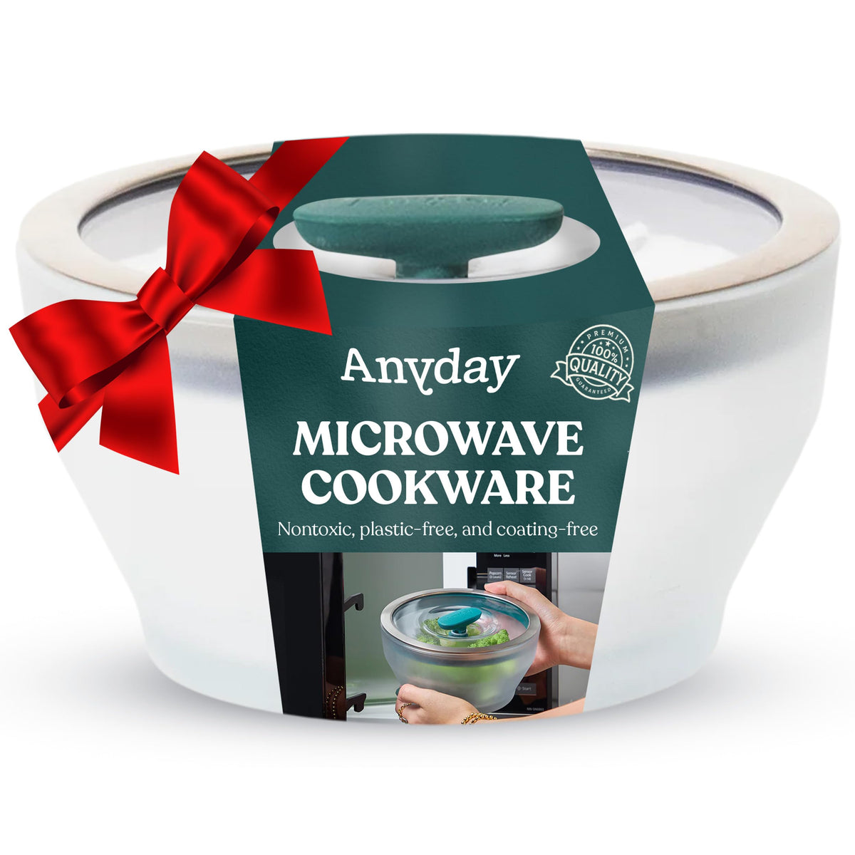 Anyday 8-Cup microwave glass cookware for even reheating and splatter control.