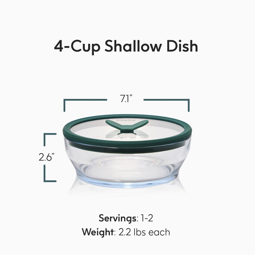 Anyday vented glass lid over the storage container for microwave reheating