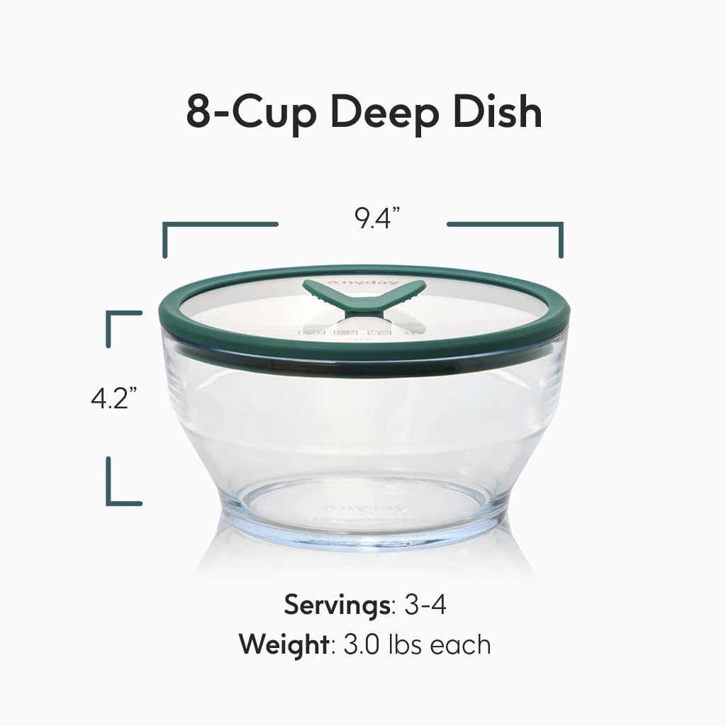 Anyday vented glass lid on microwave reheating for even moisture control.