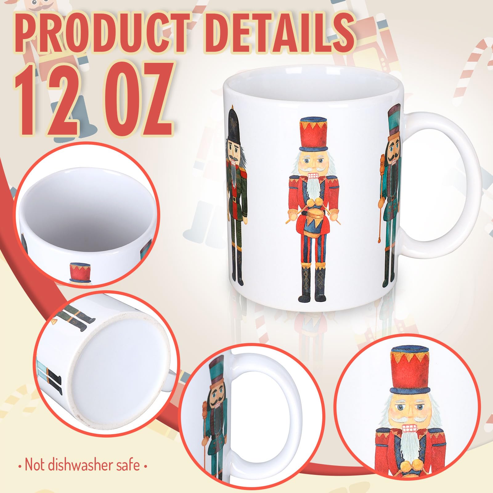 AnyDesign Christmas mug with nutcracker motif for cozy table decor.