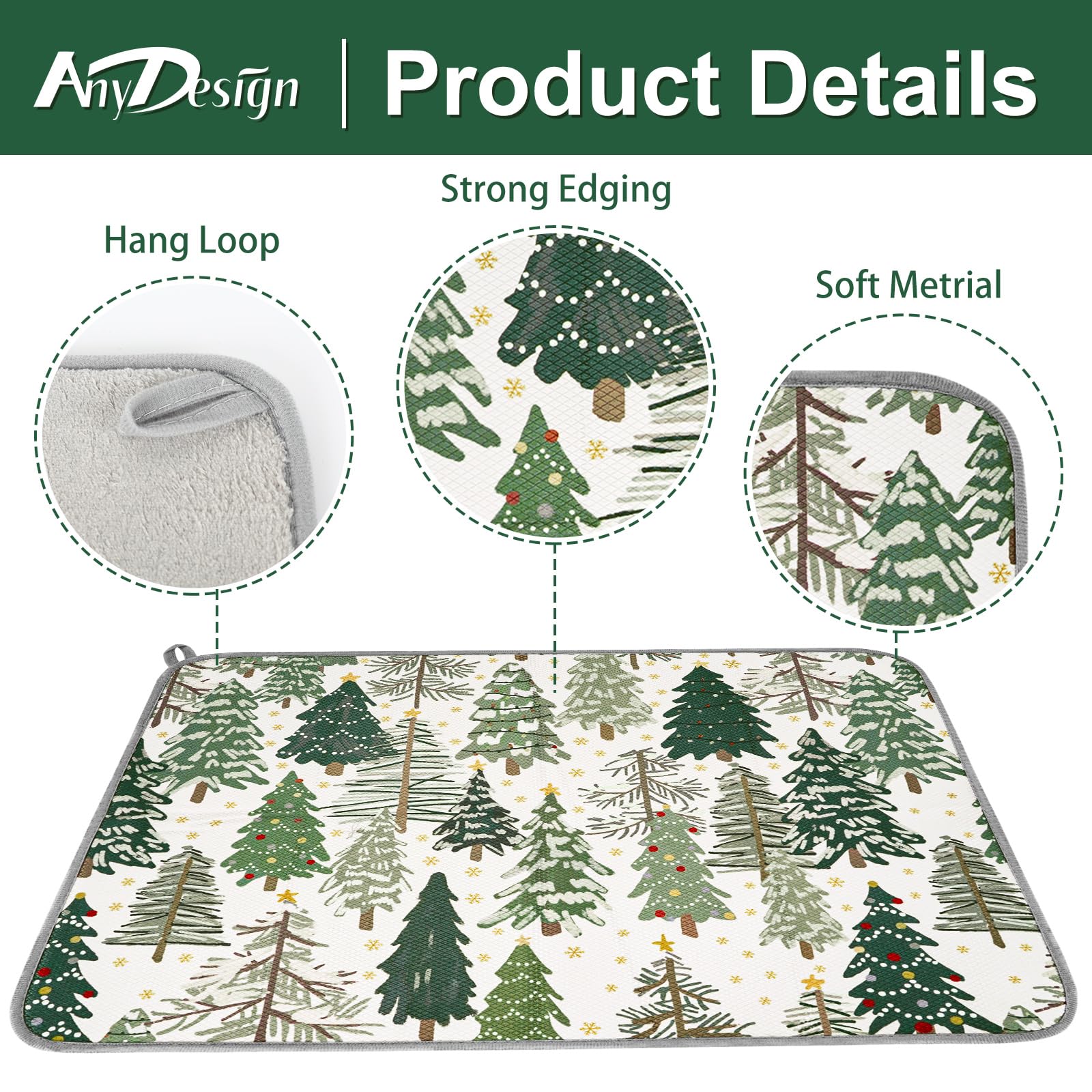 AnyDesign 18x24 inch drying mat provides ample space for large dishes on the counter