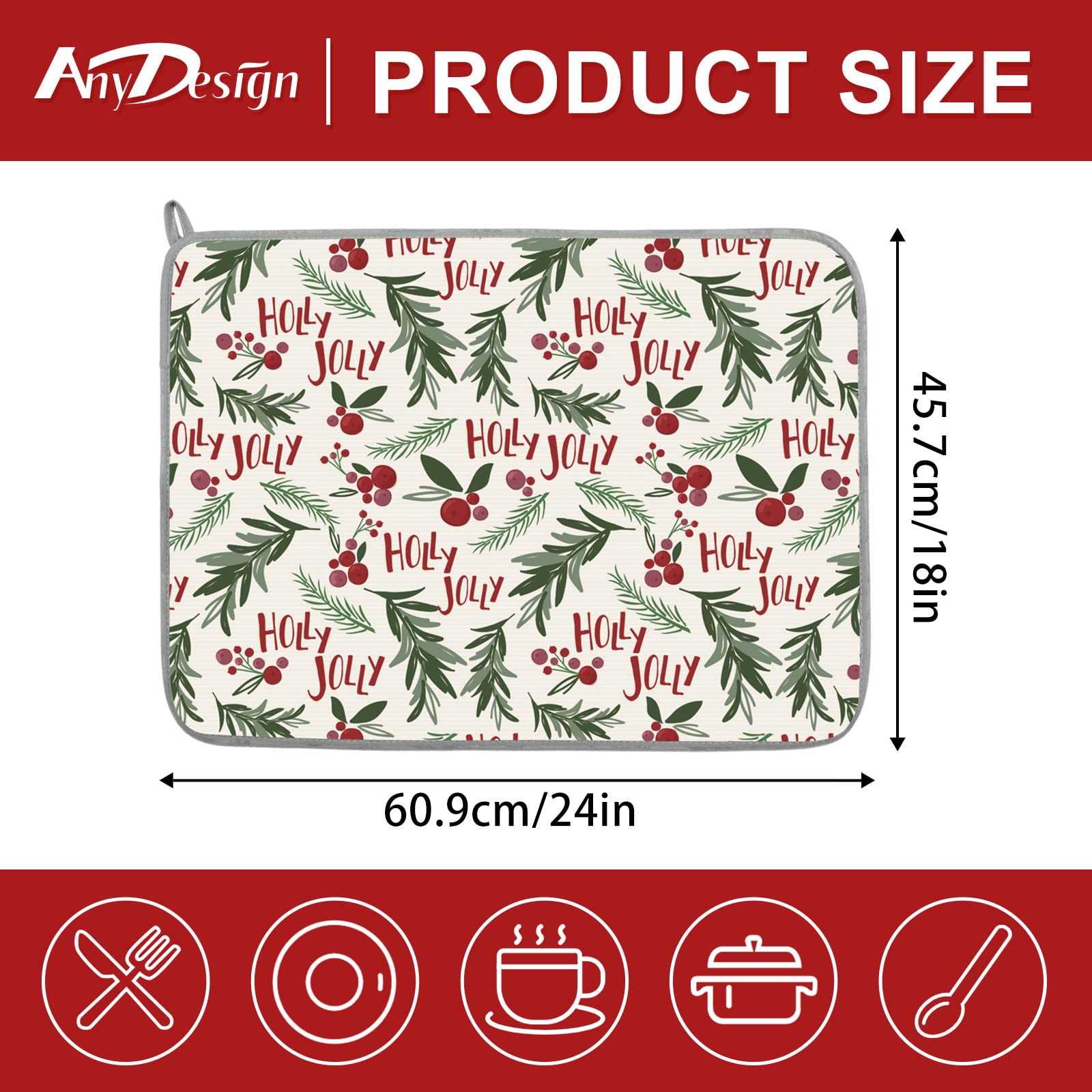 AnyDesign dish drying mat uses two-layer fabric for fast absorption