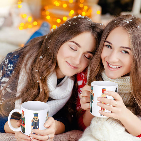 AnyDesign Nutcracker mugs used as charming holiday table centerpiece accents.