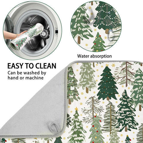 AnyDesign Christmas trees pattern drying mat adds festive decor while drying dinnerware