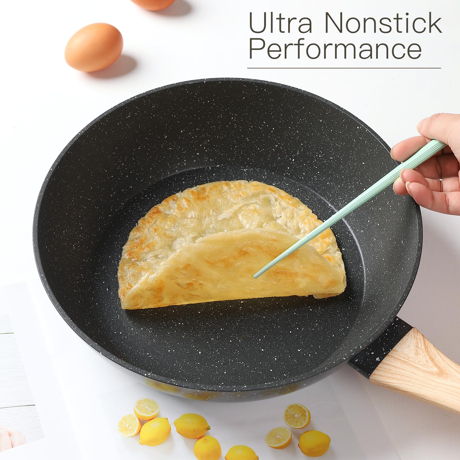 Anymark transparent lid shown for monitoring food progress during cooking.