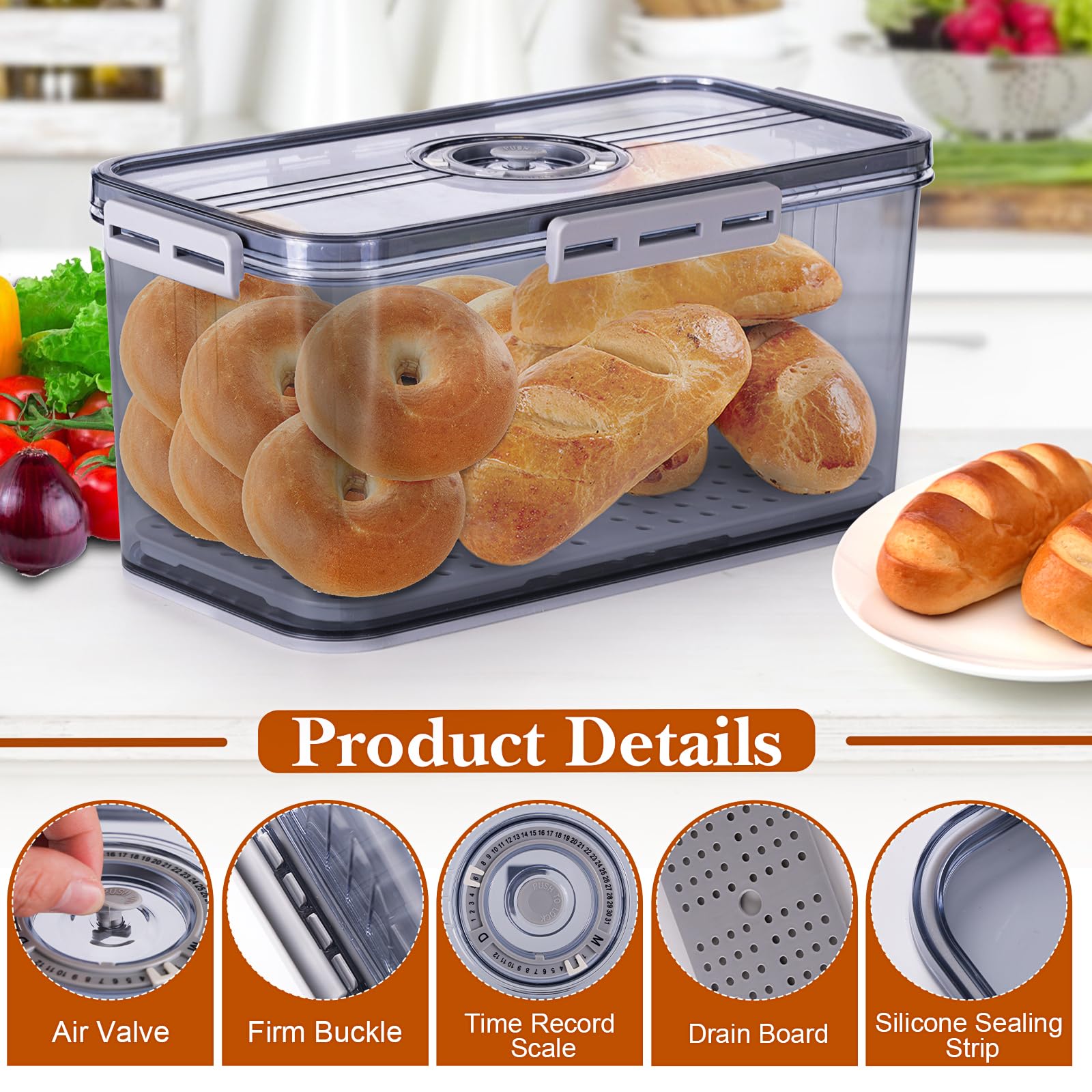 ANYPROLUS Bread Box air valve adjusts airflow to maintain freshness