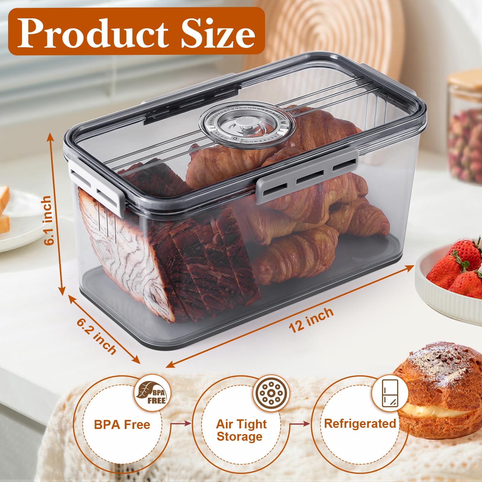 ANYPROLUS bread box airtight lid keeps bread moist and flavorful longer
