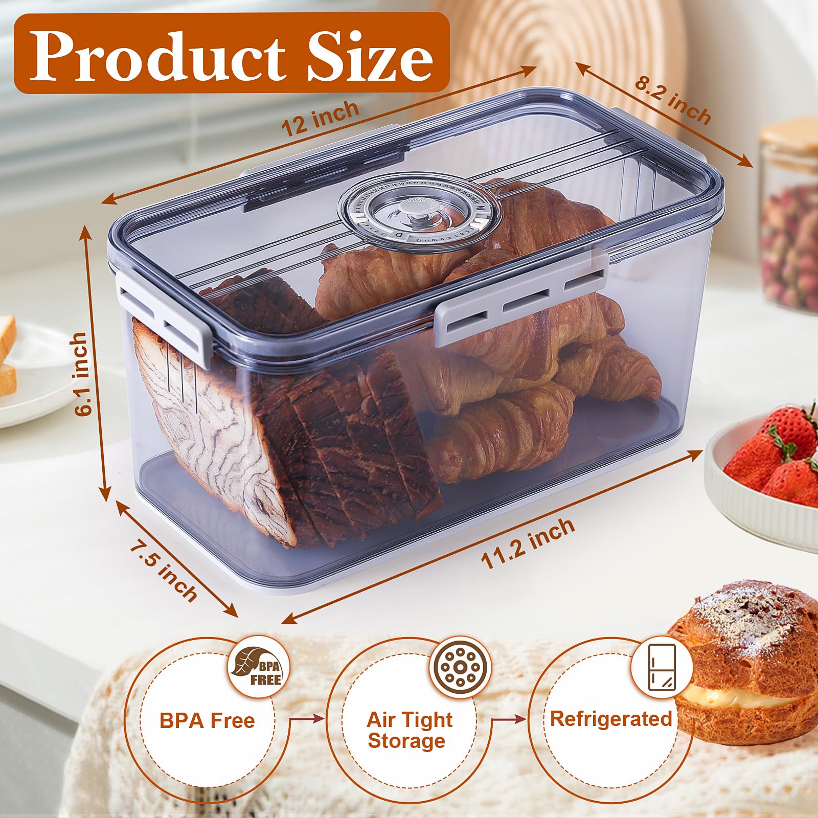 ANYPROLUS Bread Box seal with silicone strip ensures freshness
