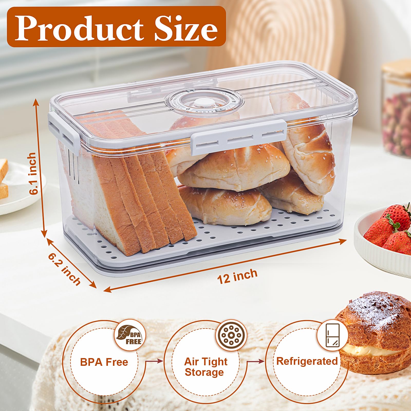 ANYPROLUS Bread Box time-dial helps track storage date for better planning.