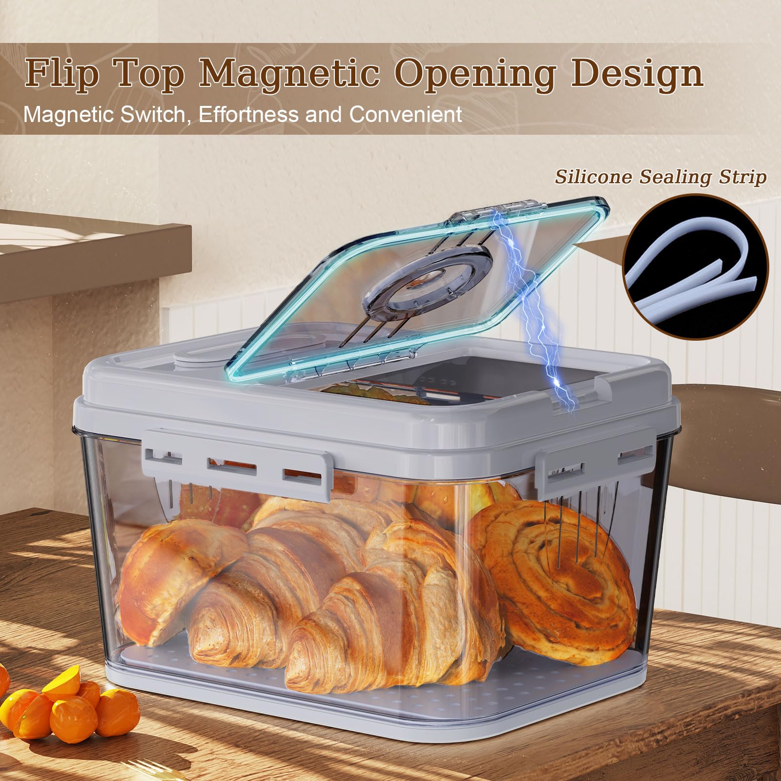 ANYPROLUS bread box features a time dial to record storage days for awareness.
