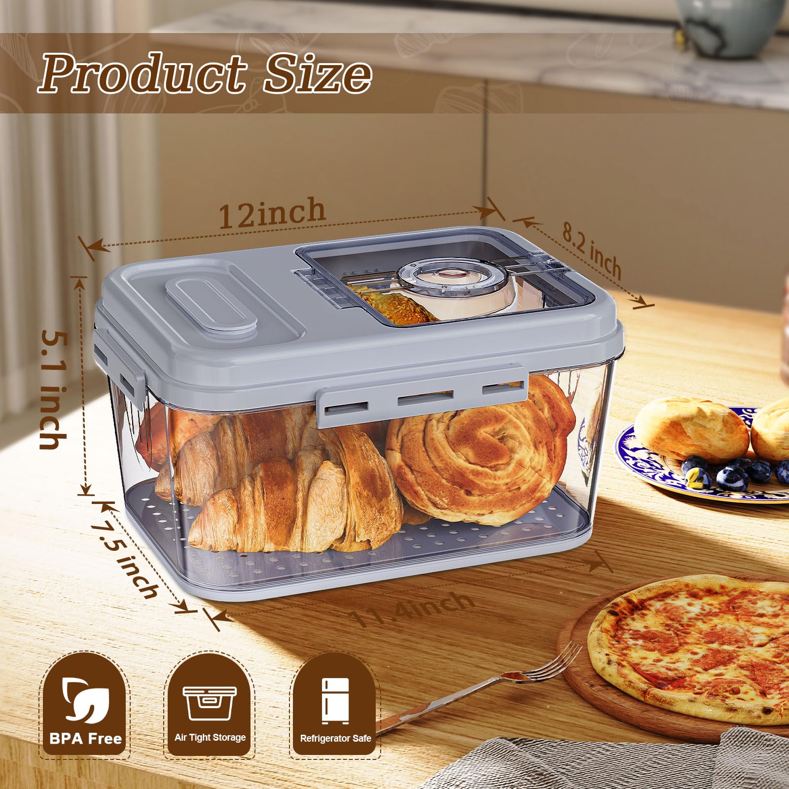 ANYPROLUS bread box transparent body shows contents at a glance.