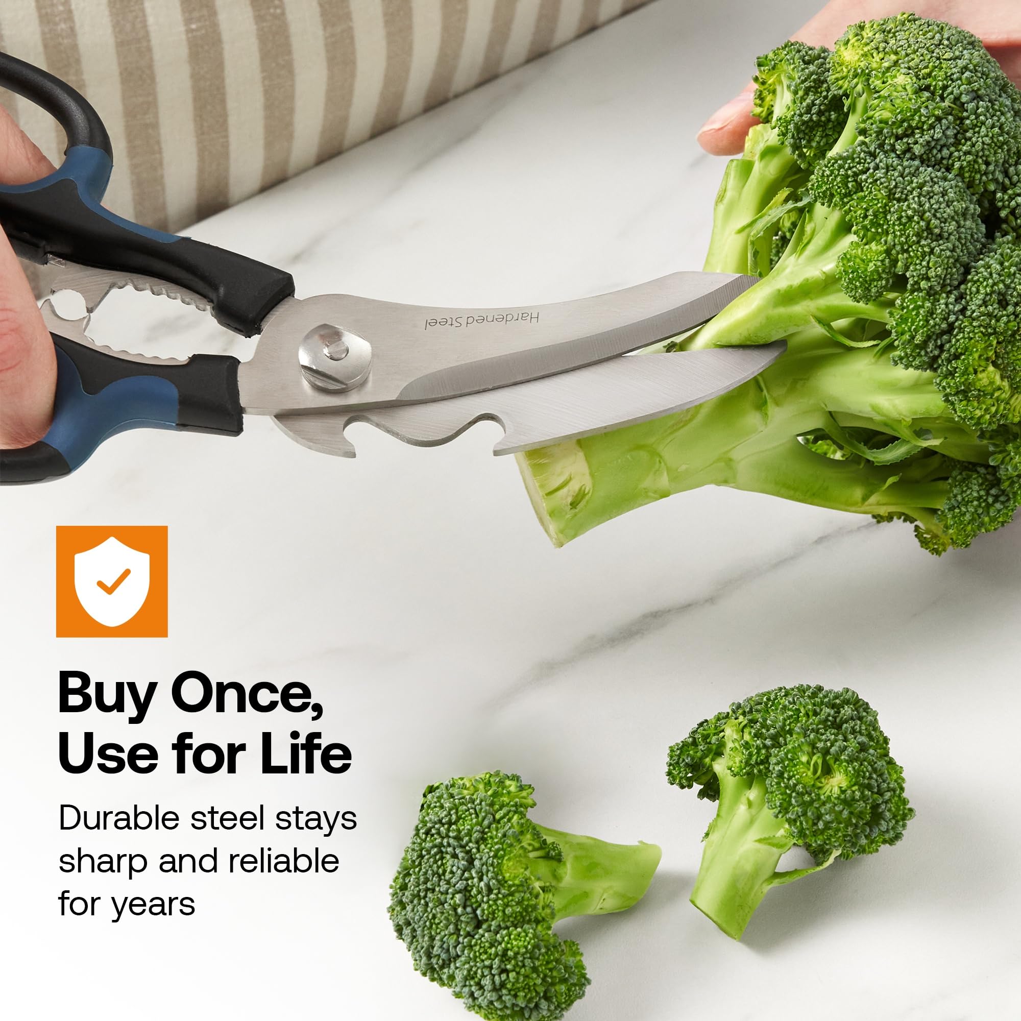 AnySharp 5-in-1 ergonomic soft-grip handle supports comfortable use.
