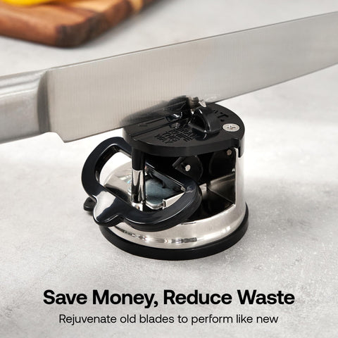 AnySharp Pro Metal Knife Sharpener satin finish adds sleek kitchen style.