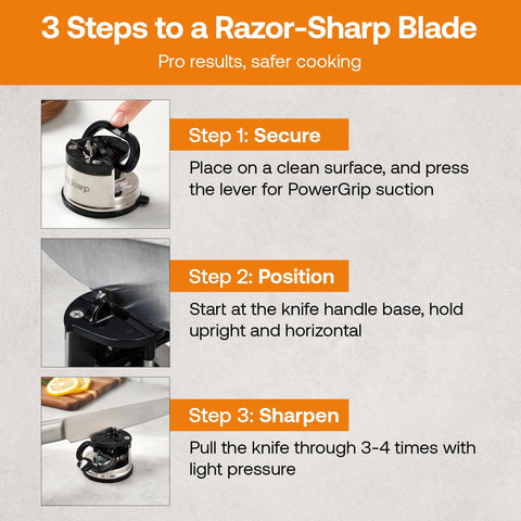 AnySharp Pro Metal Knife Sharpener sharpens serrated blades, including bread knives.