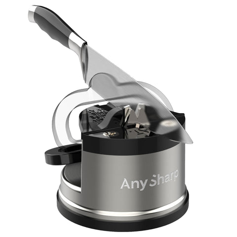 AnySharp Pro Metal Knife Sharpener top view highlights compact form for easy storage.