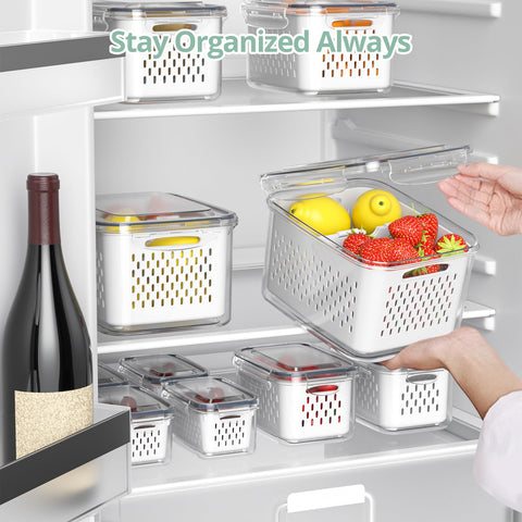 Anysig stackable design saves fridge space while keeping contents tidy.