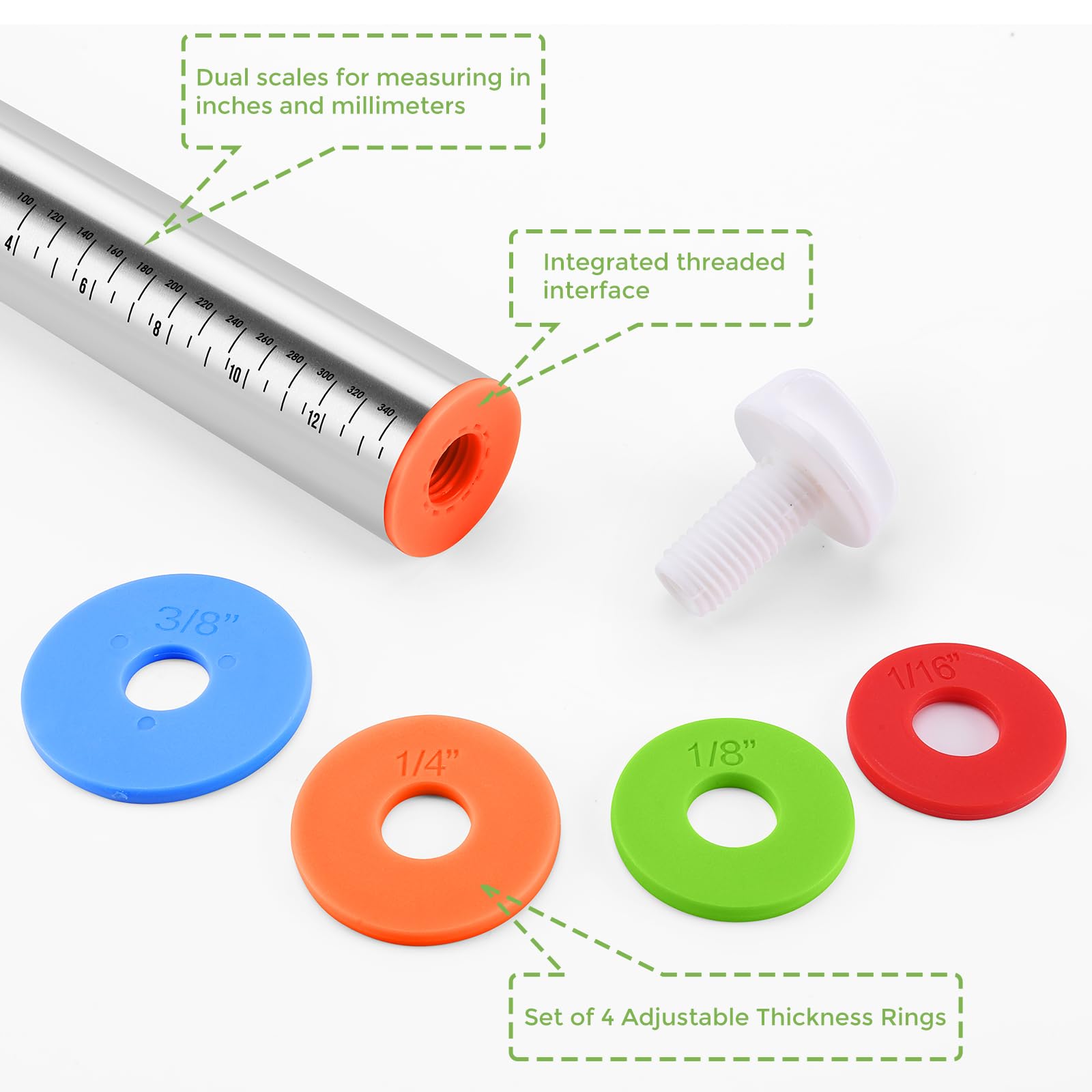 AOAONIU 17-inch rolling pin ready for pizzas, cookies, and pasta