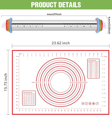 AOAONIU silicone pastry mat set for nonstick pastry shaping and easy cleanup