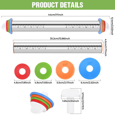 AOAONIU stainless steel dough roller with rust-resistant, smooth rolling surface