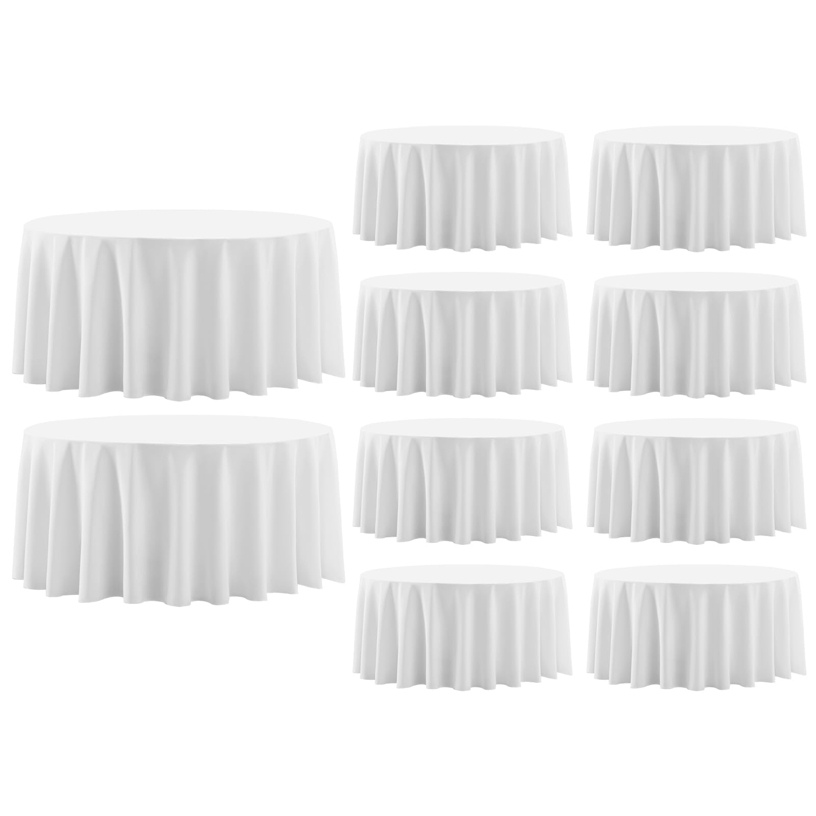 Aocoz round tablecloth 120-inch white drape over a dining table for elegant dining.