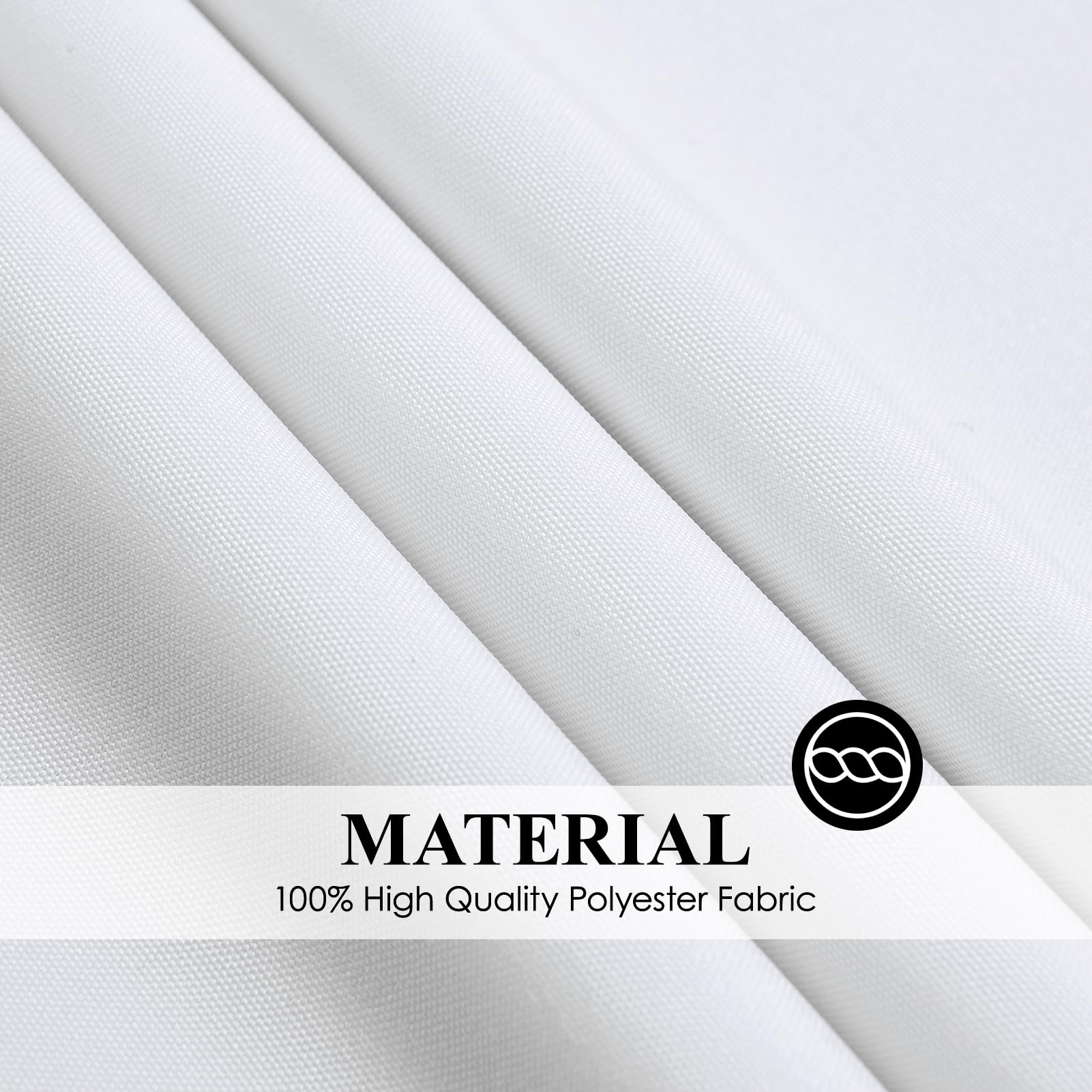 Aocoz round tablecloth showing easy care and machine wash suitability.