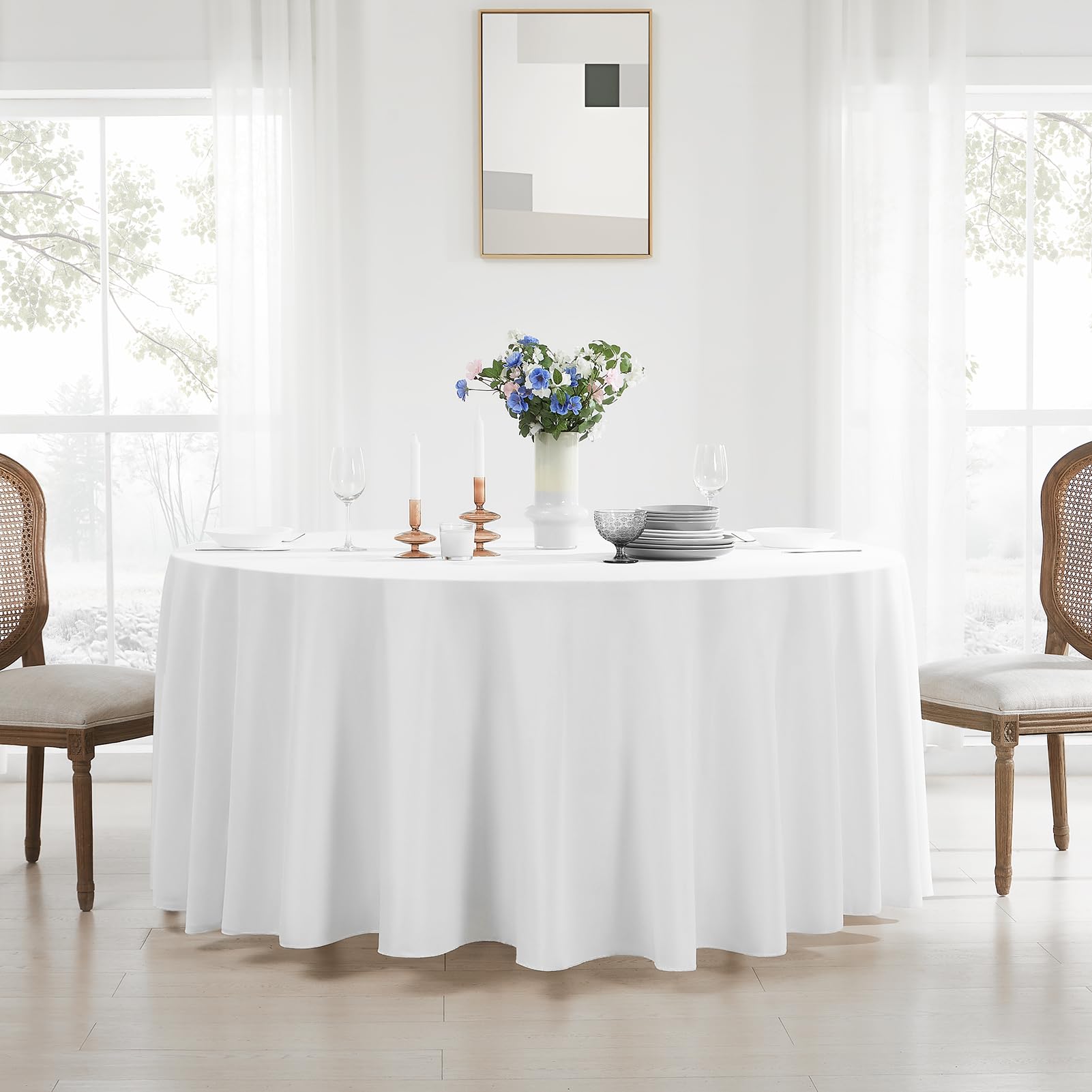 Aocoz white wedding banquet tablecloth for refined venue aesthetics.
