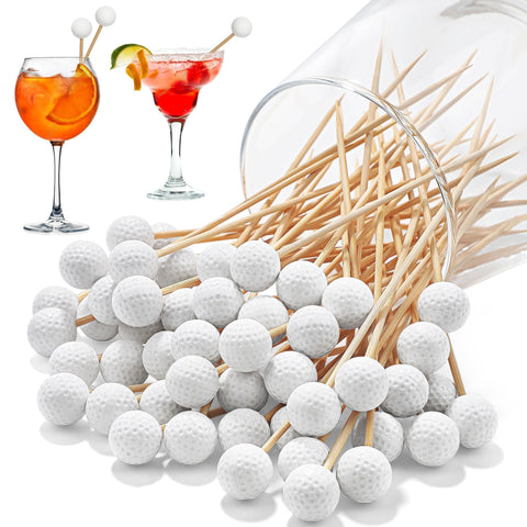 Aodaer golf toothpicks with white balls for elegant food presentation