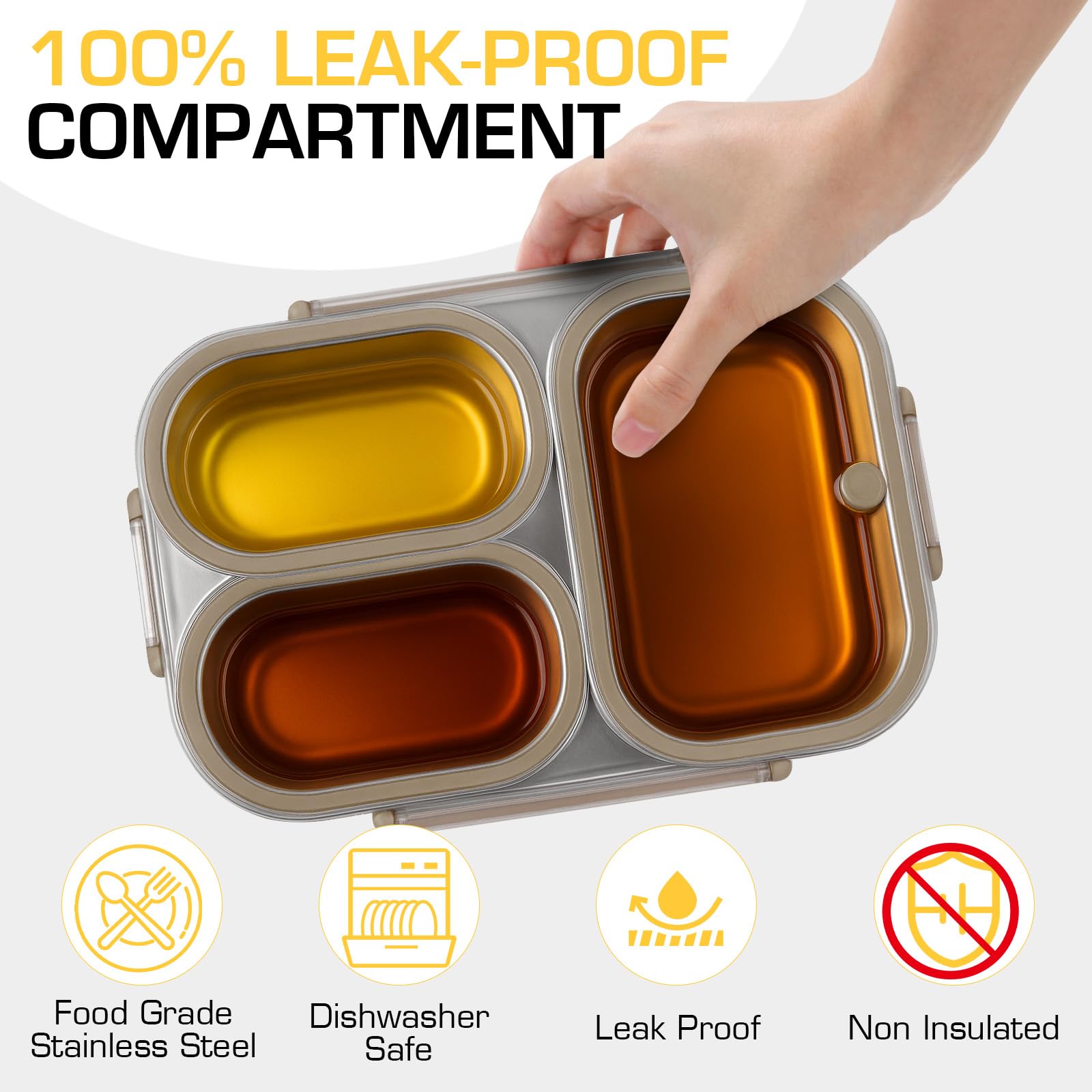 AOEDEO lunch box interior with three compartments for portion control.
