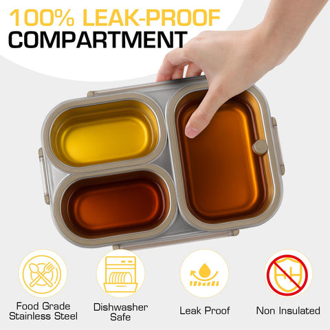 AOEDEO lunch box interior with three compartments for portion control.